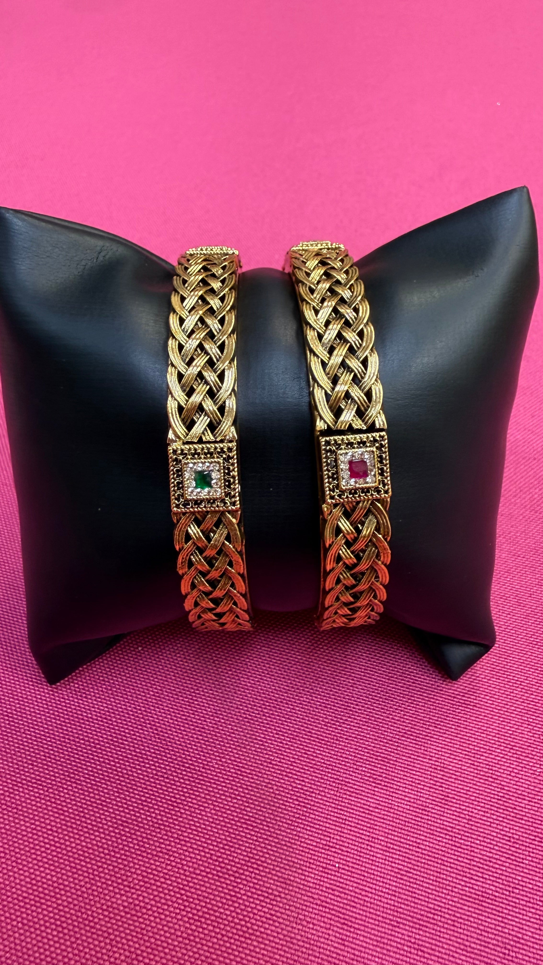 Designer Style - Antique Finish Bangles set - set of 2