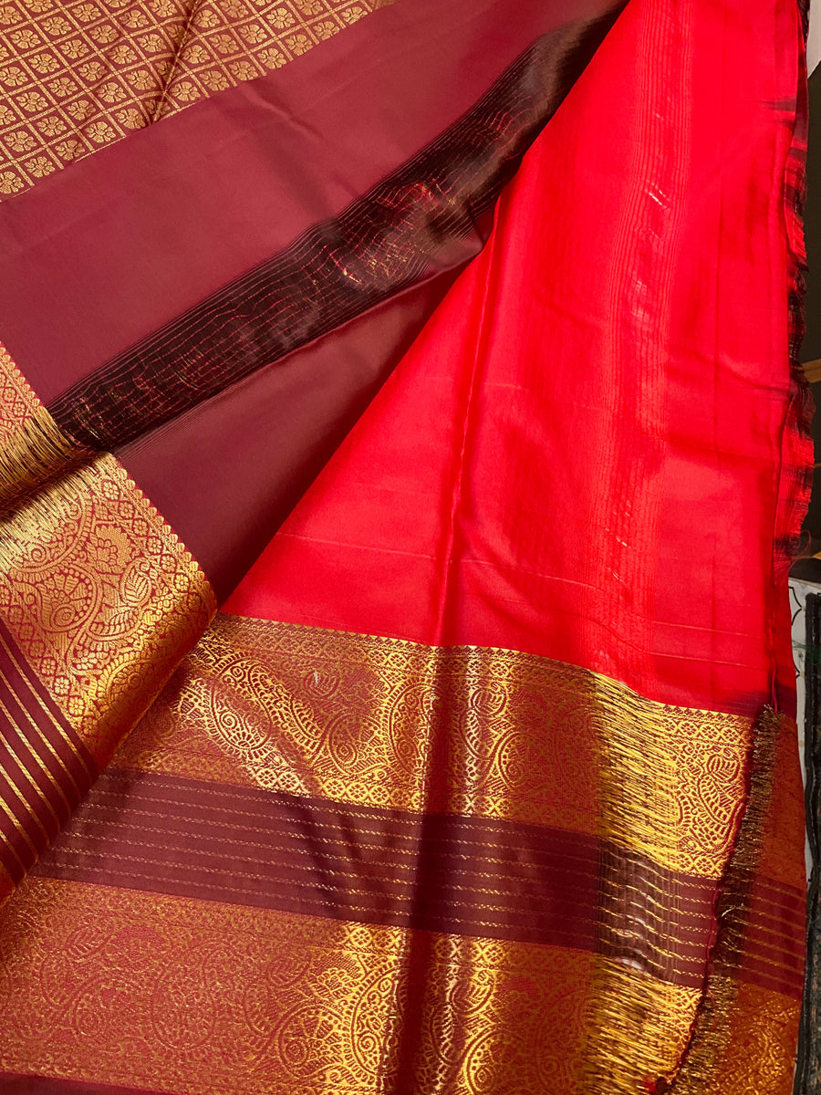 Red - Semi Silk Kanjeevaram Saree
