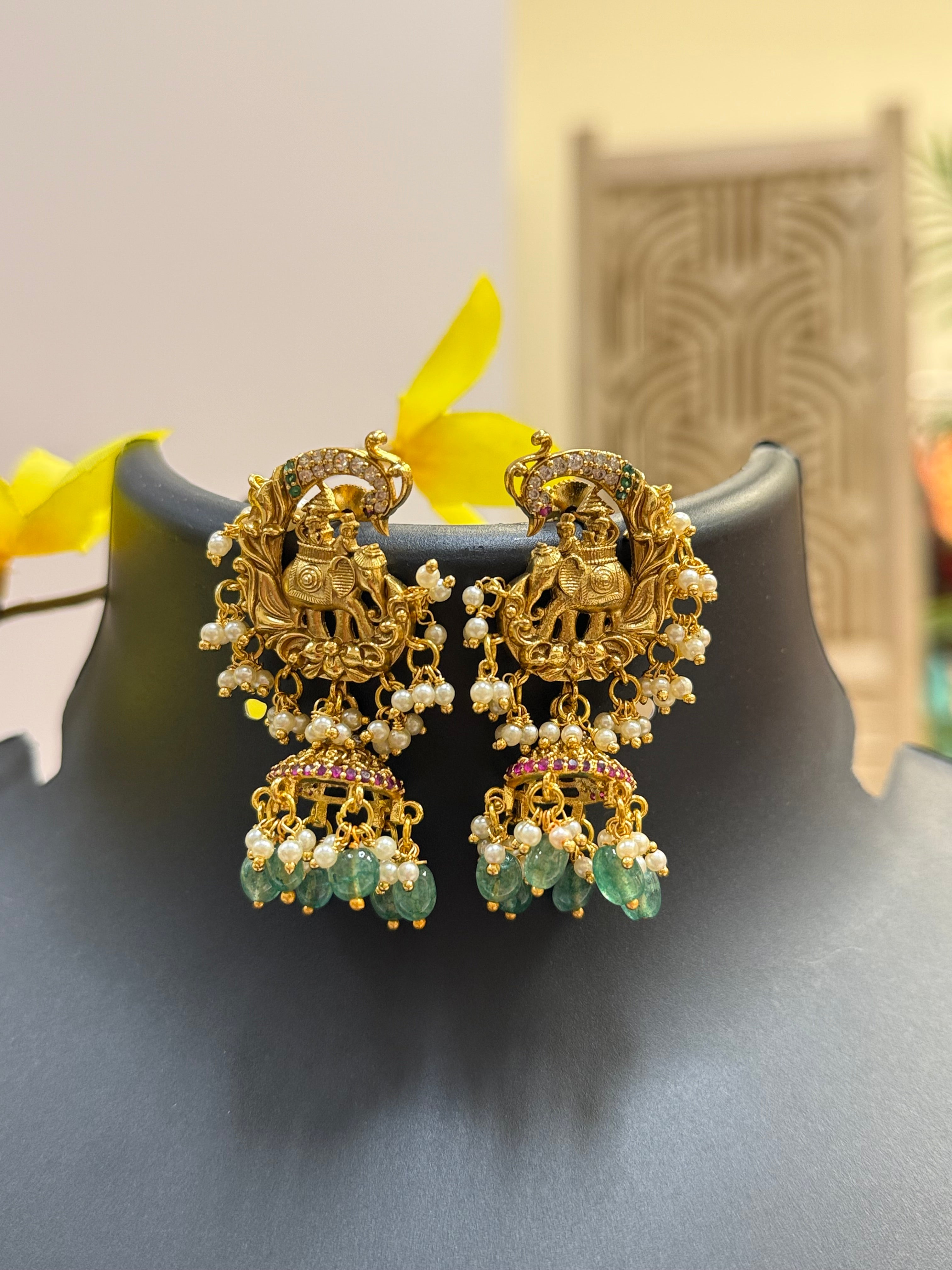 Antique Earrings/Jhumkas with Guttapusalu