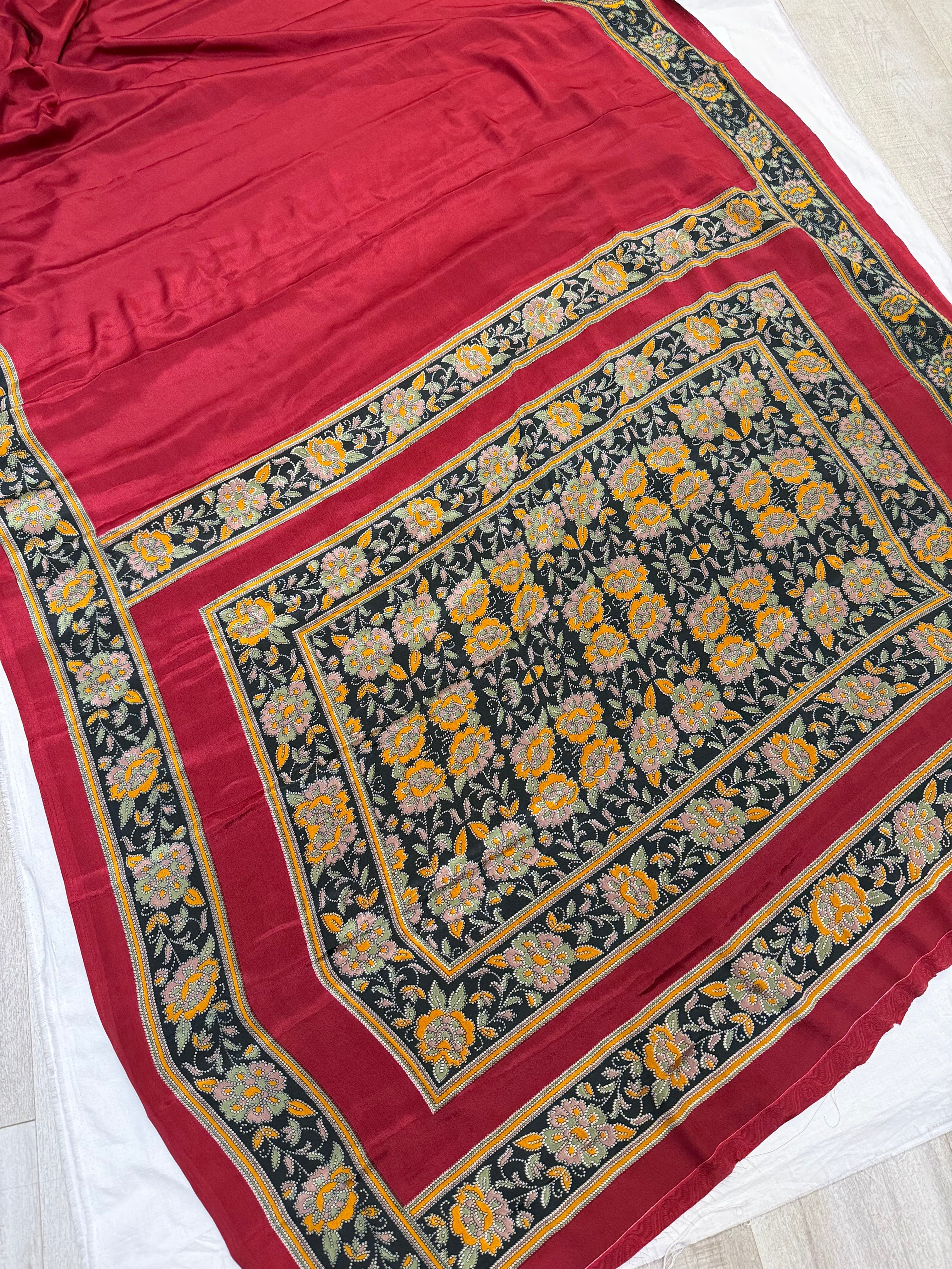 Red - Satin Silk Saree