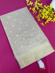 Women’s Beige color Benarasi Cotton Silk Saree