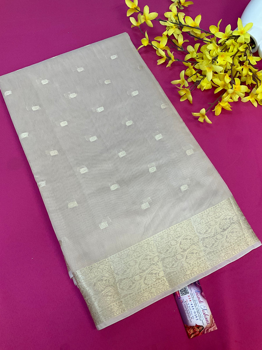 Women’s Beige color Benarasi Cotton Silk Saree