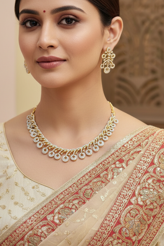 Unique Design CZ party Wear Necklace set