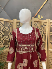 Maroon Anarkali Long Kurti