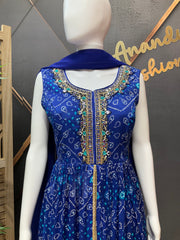 Royal Blue - Silk Bandhini Party Wear Palazzo set