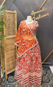 Rust orange plus size lehanga set