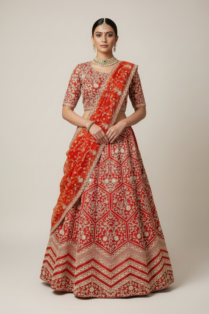 Women’s Rust Orange Lehenga Set – Plus Size