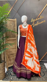 Mix & Match Purple & Orange Lehenga /Chaniya choli set