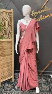 Onion Pink Ready to wear Saree