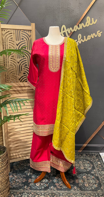 Plus Size - Pink Party Wear Kurti set- Size 54
