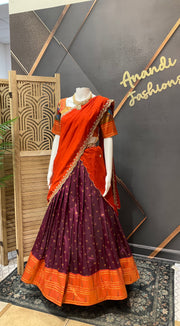Paithani Half Saree/Lehenga set in Wine Color