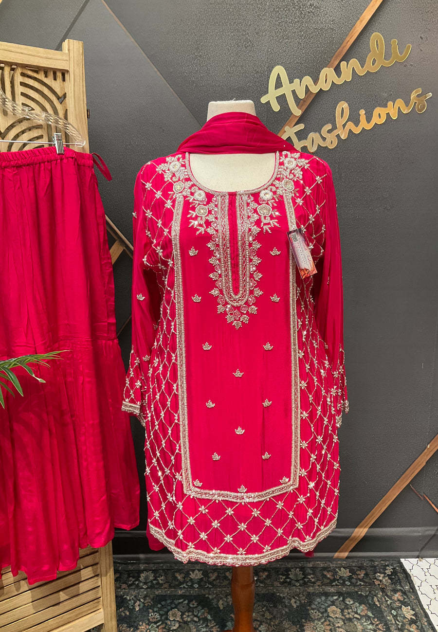 Plus size pink sharara set