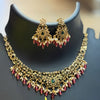 Gold Finish AD Necklace Set with Monalisa Beads