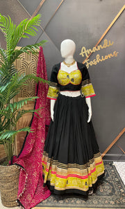 Black Garba Chaniya Choli set with Leheriya Dupatta