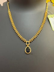 Micro Gold Polish - CZ Necklace set with Blue Pendant
