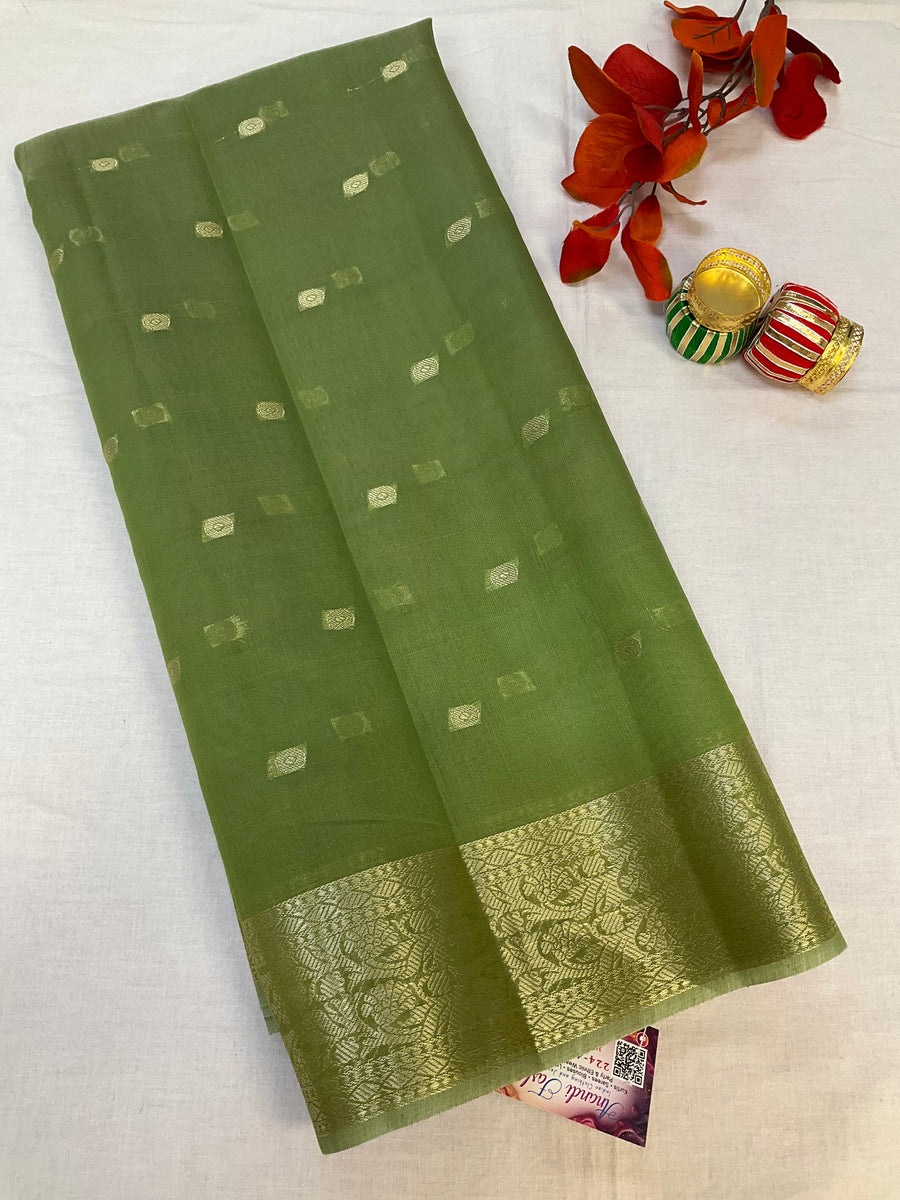 Green Benarasi Cotton Silk Saree