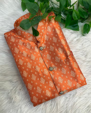 Men’s Orange Benarasi Silk Vest