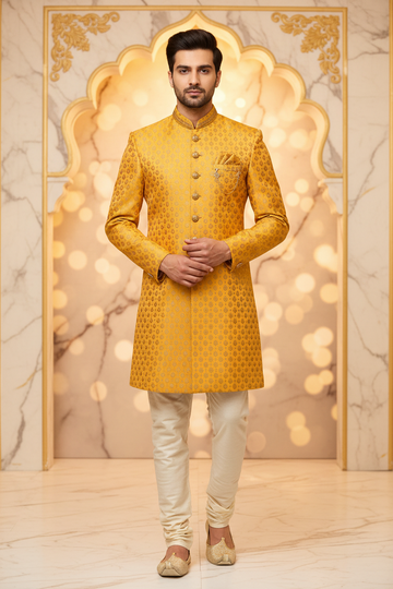 Indo Western - Yellow Men’s Sherwani set