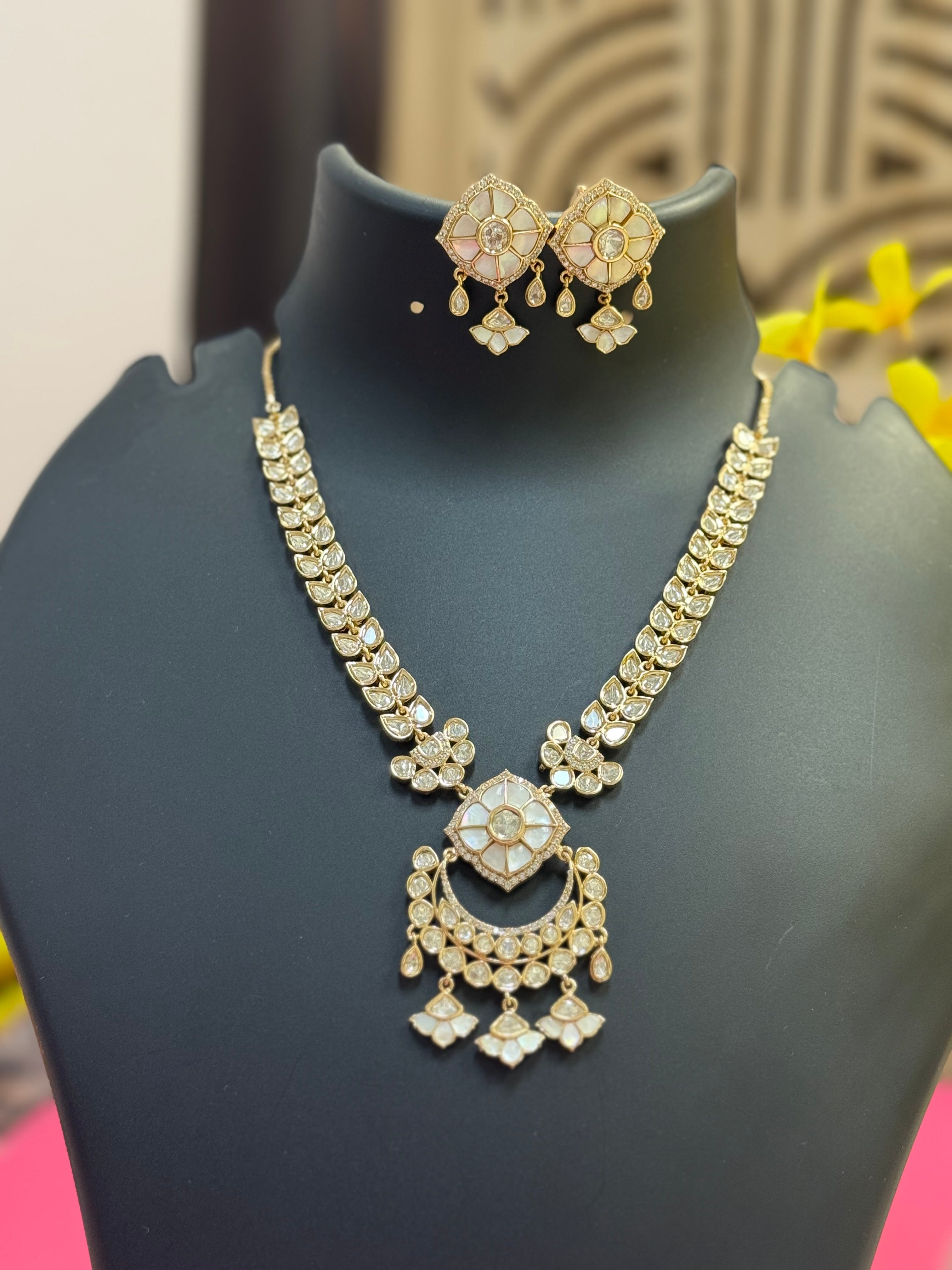 Beautiful Kundan Necklace set - Full White