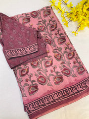 Soft Crape Silk Pink Saree with stitched blouse