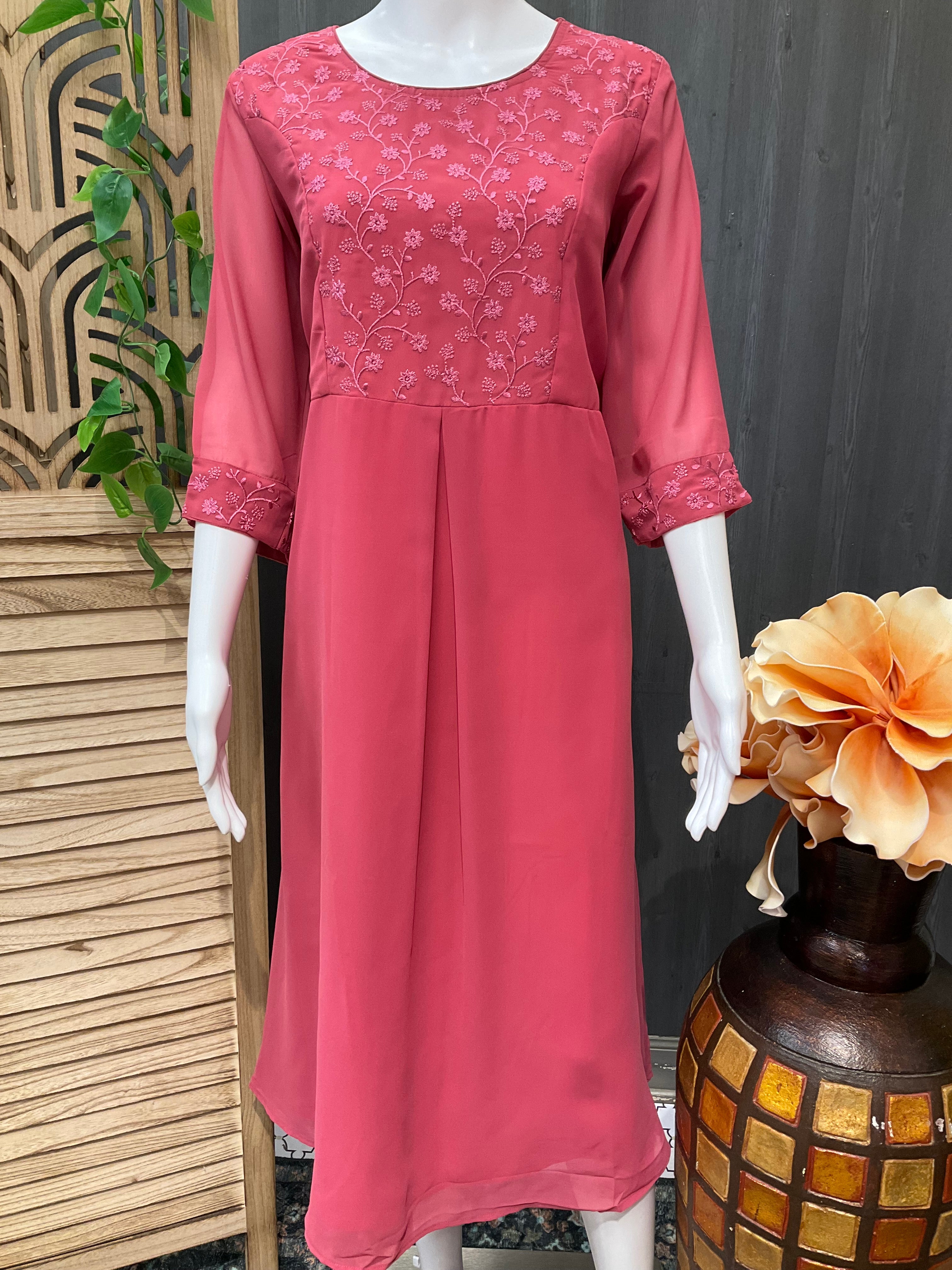 Size 44-Chiffon -Pink Frock/Kurti