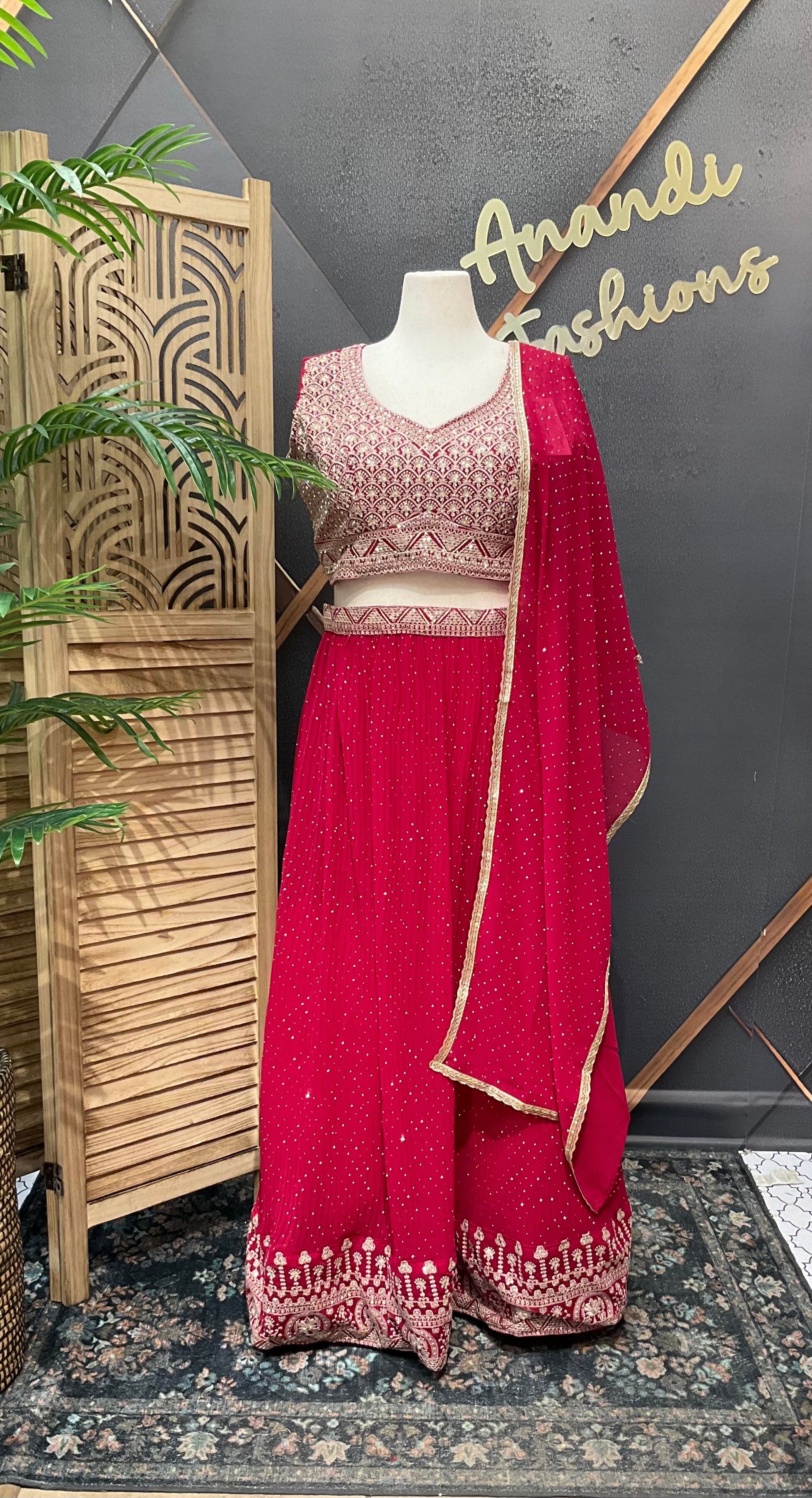 Size 46 - Plus size Georgette lehanga