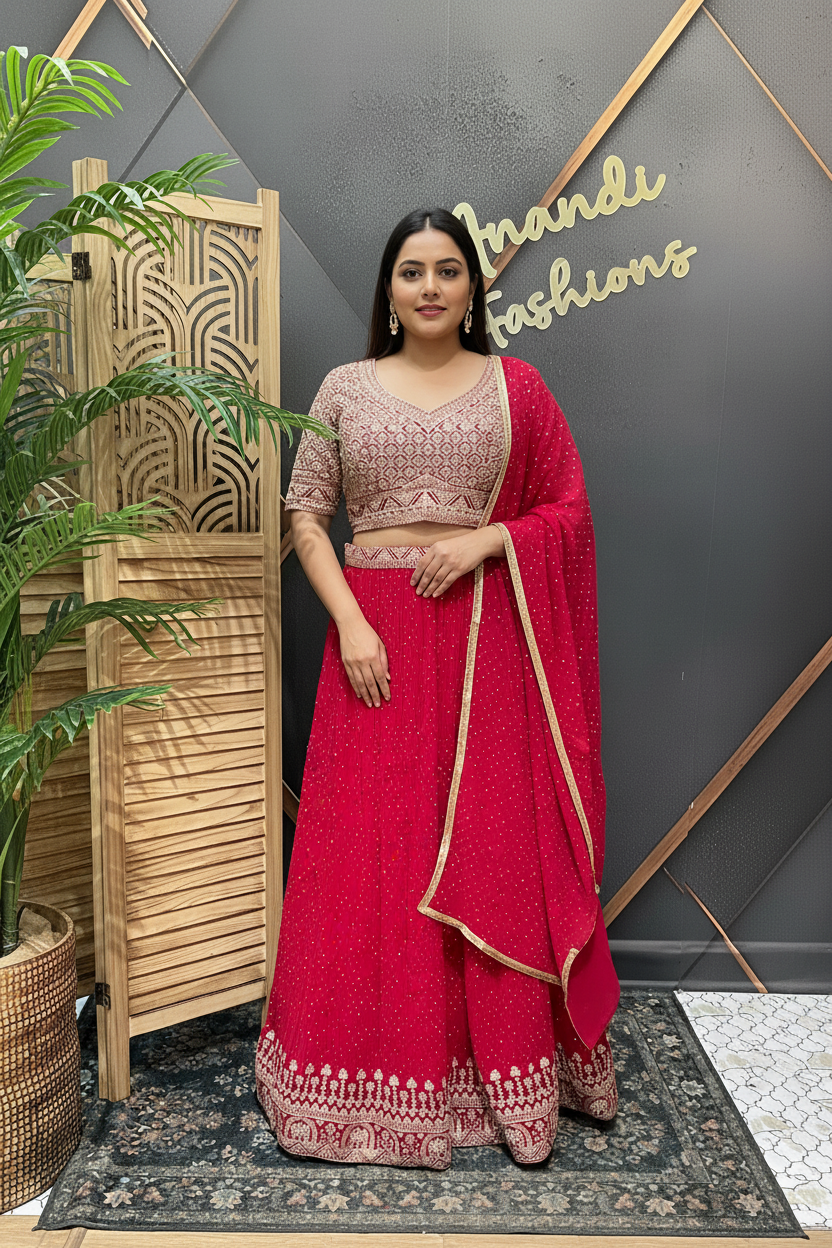 Size 46 - Plus size Georgette lehanga