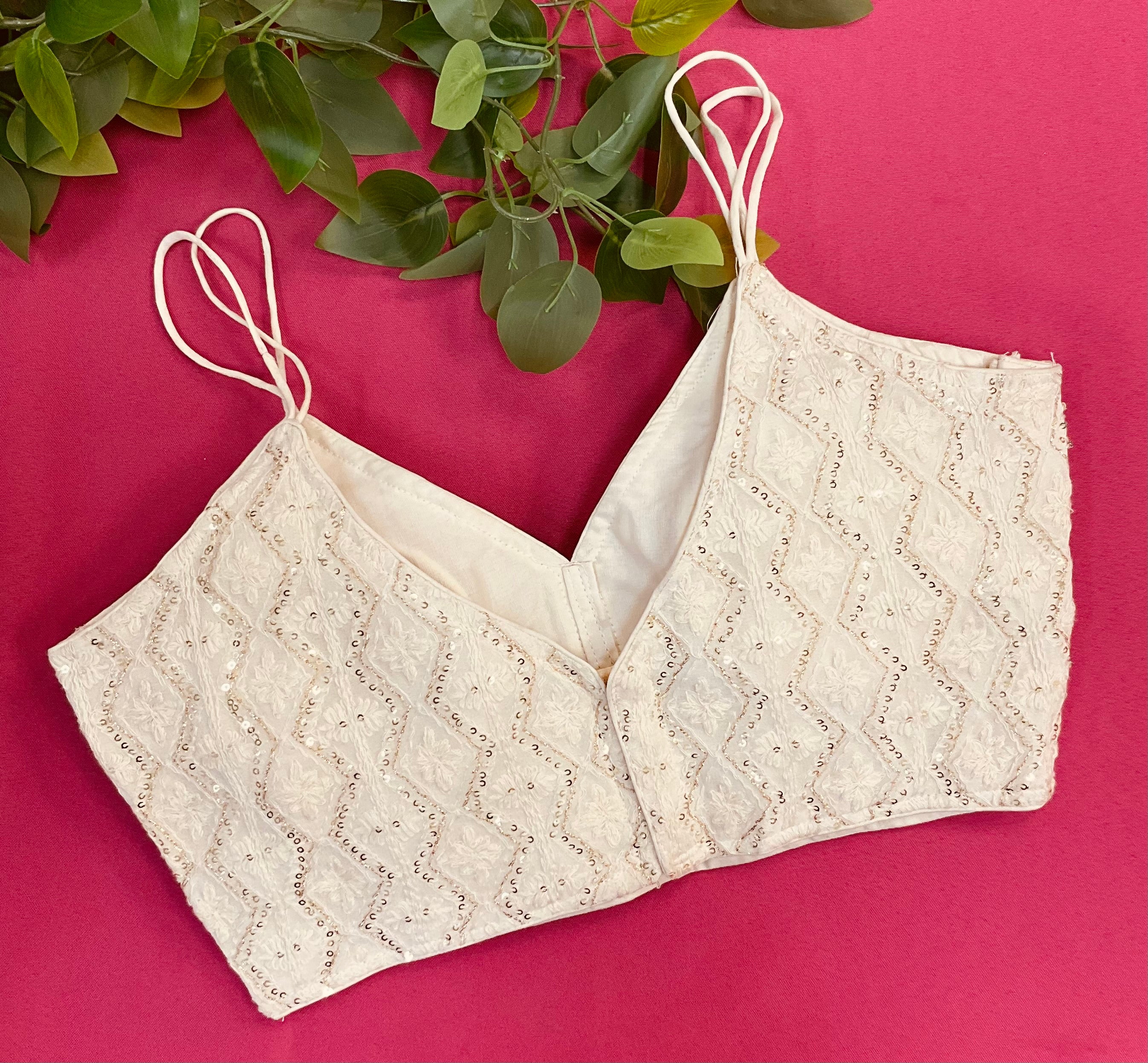 Half White Thin Strap Blouses