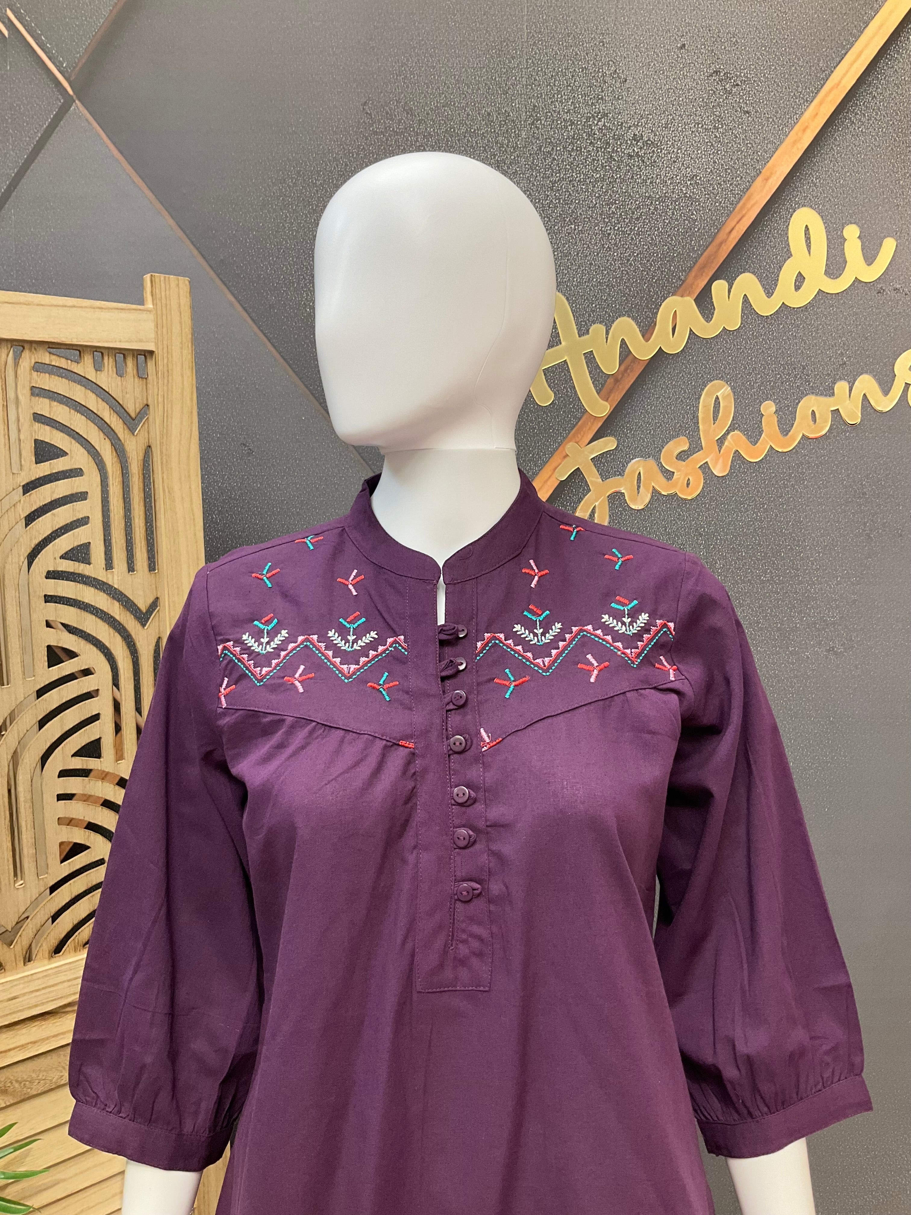 Purple - Cotton short kurti