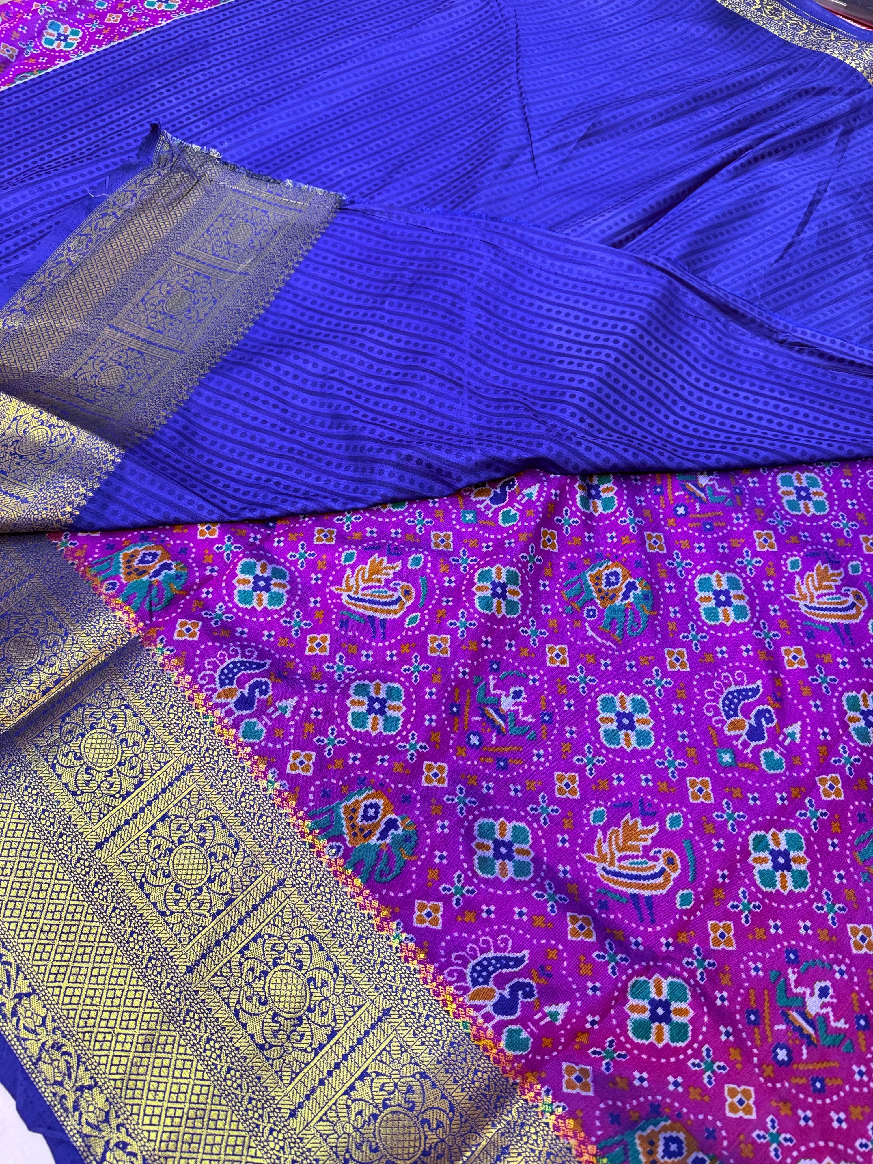 Violet Patola Semi Silk Saree