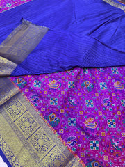 Violet Patola Semi Silk Saree with 7 Inch Border - Lightweight