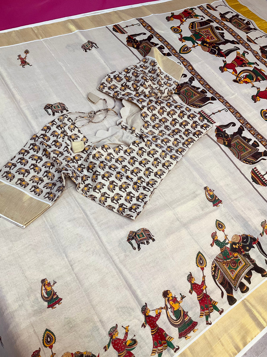 Kerala Set Mundu saree with blouse