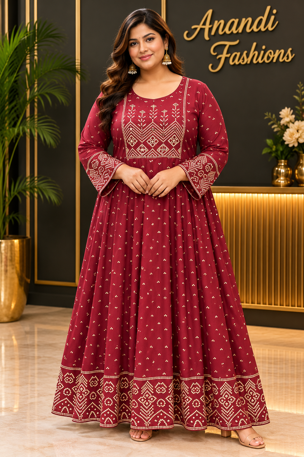Women's Plus Size Long Anarkali Kurti
