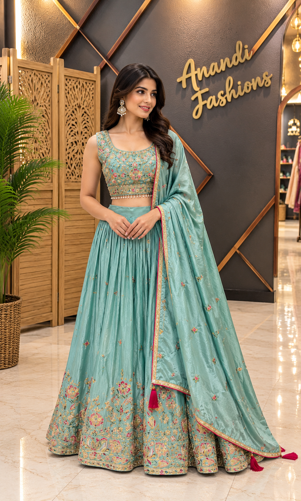 Women's Light Blue Party Wear Lehenga Set