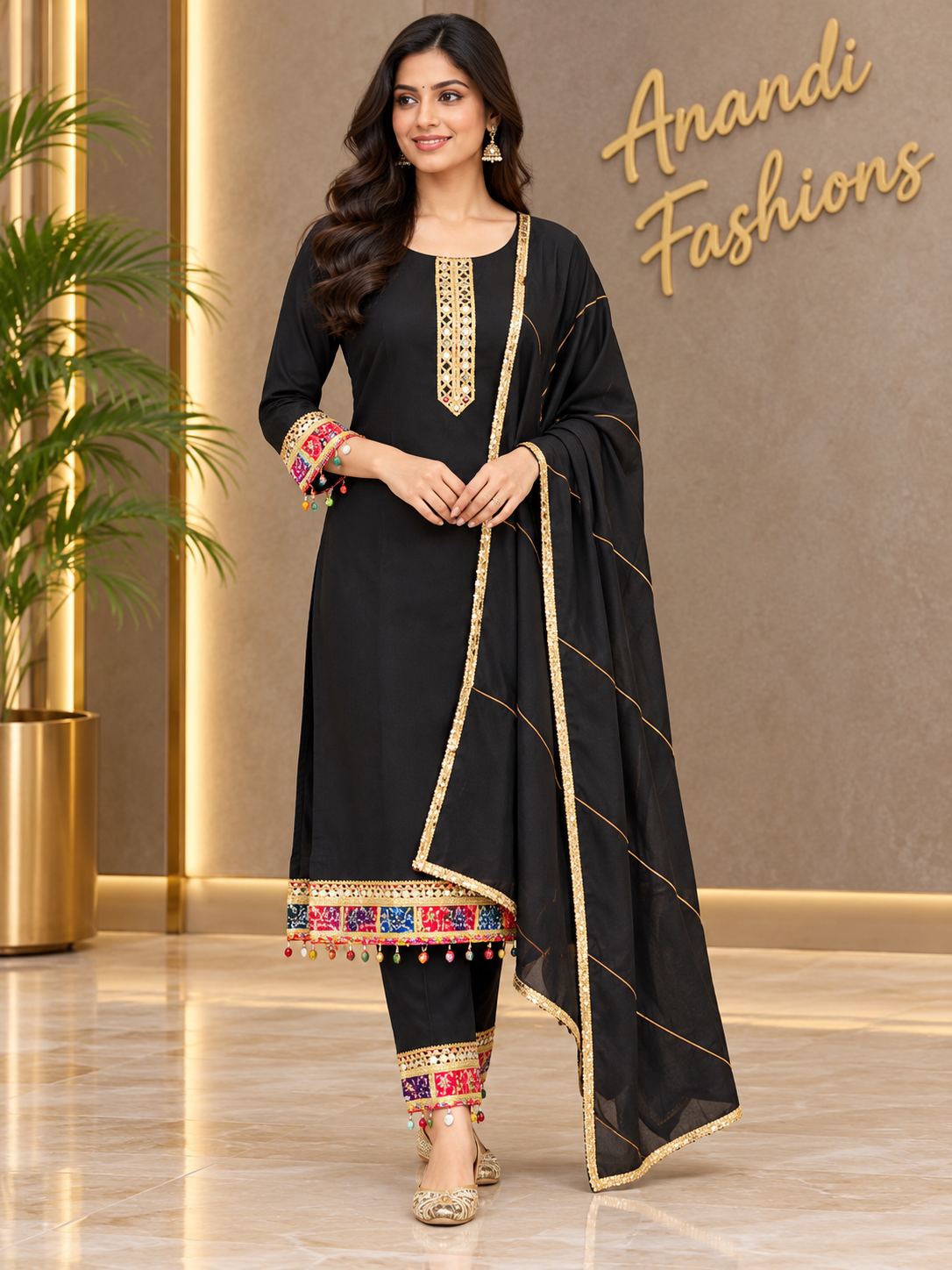 Women’s Black Kurti Set