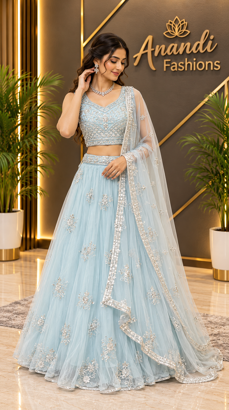 Women’s Pastel Blue Lehenga Set