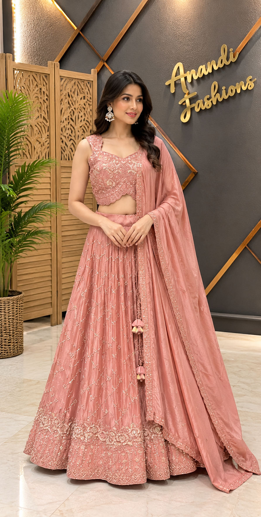 Pastel Pink Lehenga set with Embroidery work