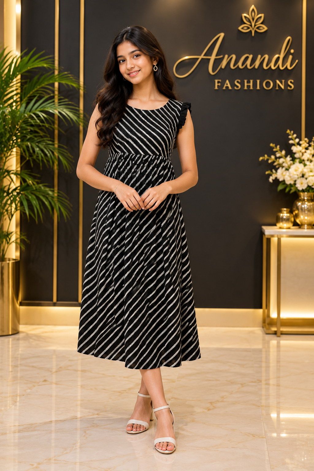 Teenage Girls’’ Black Sequin Work Frock