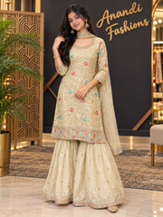Teenage Girls’’ Gold Tissue Sharara Set