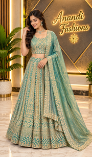Women’s Pastel Green Lehenga Set – Plus Size