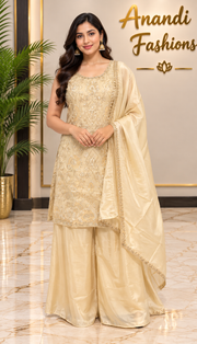Women’s Off White Palazzo/ Sharara Set