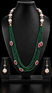 Crystal Beads Greenfancy Mala Necklace Set