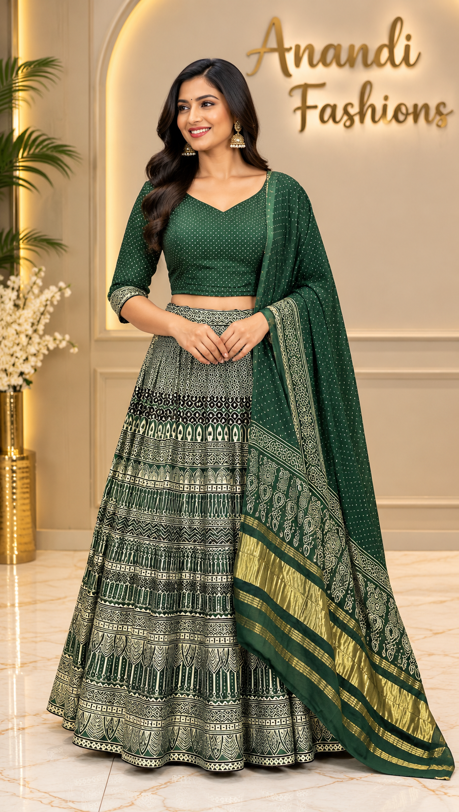 Women’s Green Gajji Silk Garba Chaniya Choli Collection