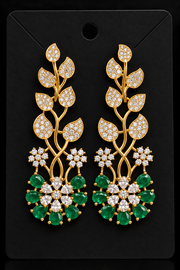 CZ Earrings with Emerald Stones - Jewelry - Earrings - Anandi Fashions