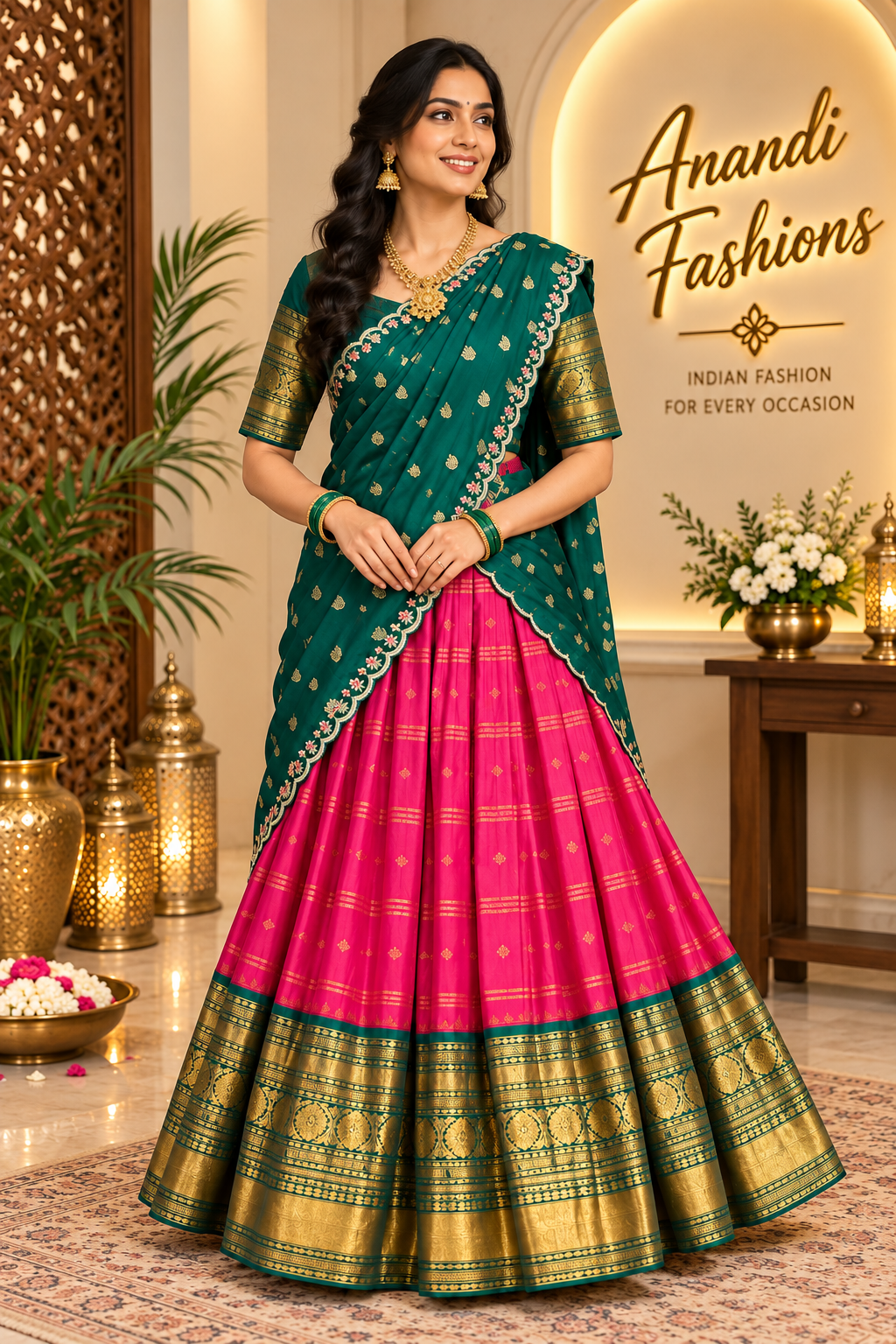 Semi Gadwal Silk Half saree/Lehenga set