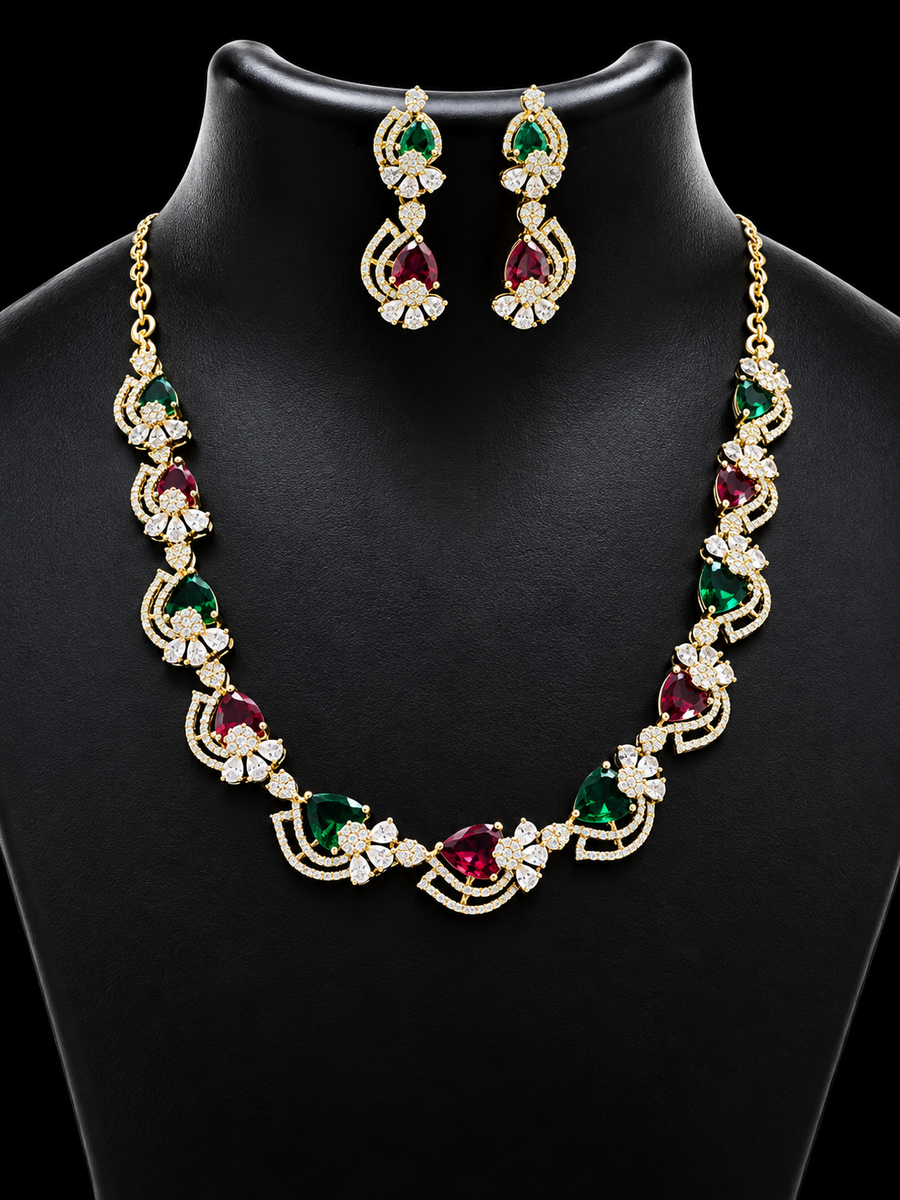 Mehendi Finish Multicolor Necklace Set