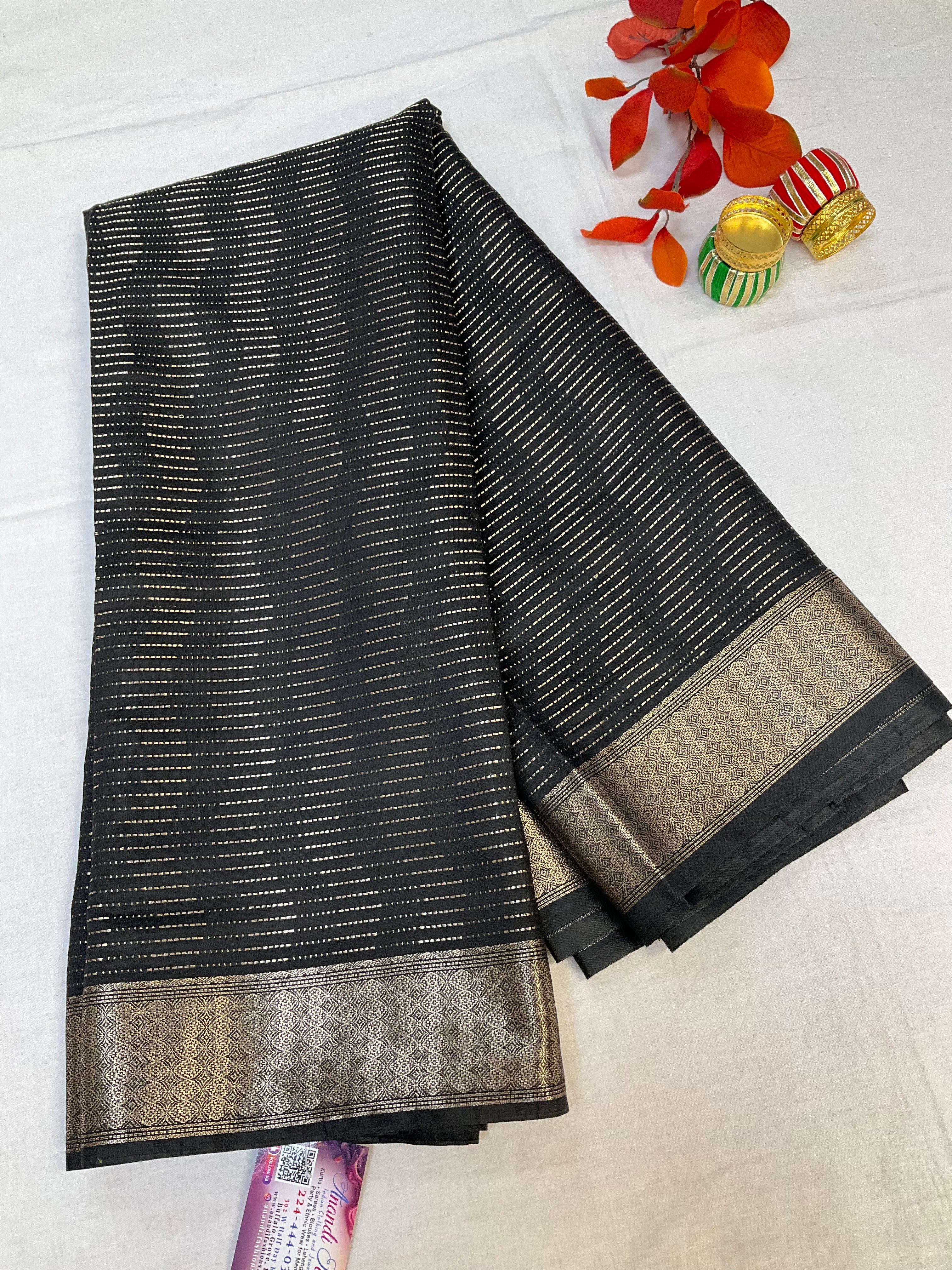 Black Cotton Silk saree