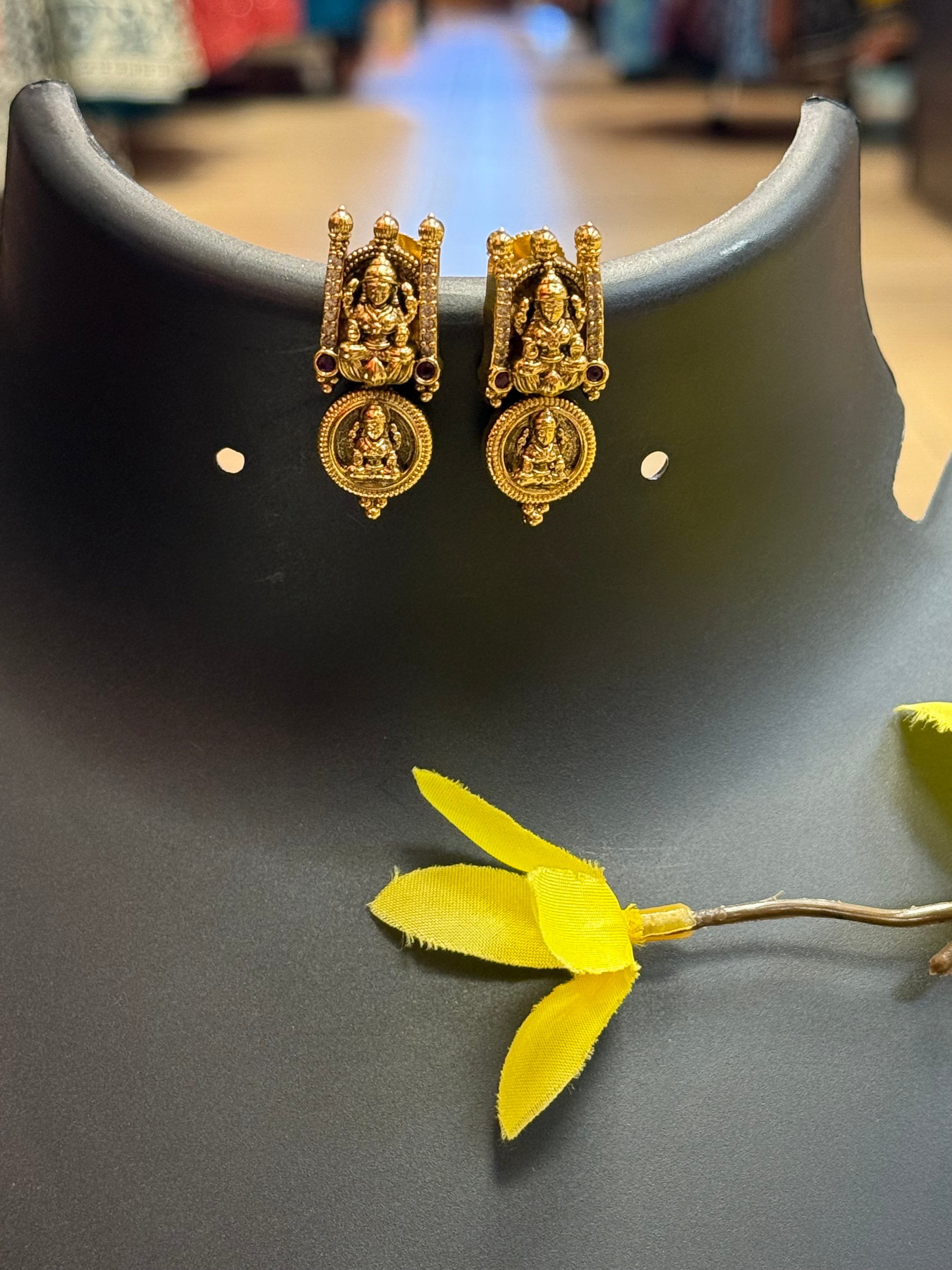 Antique Finish Lakshmi Kasu Long Haram/Necklace set