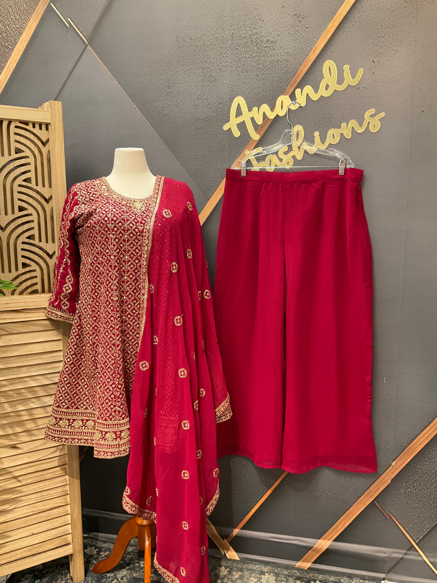/Indian Xxl Pink Georgette Sharara Set