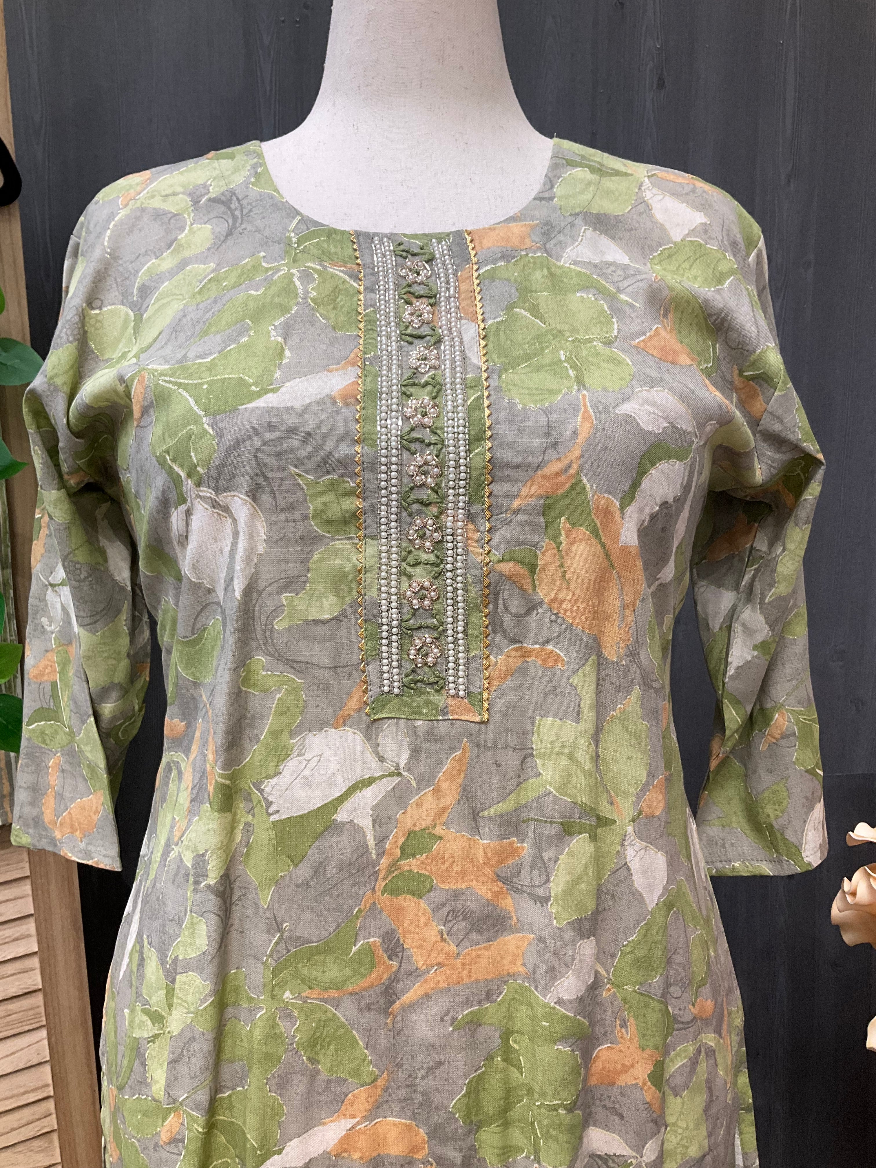 Plus Size - 3 piece Rayon Kurti set